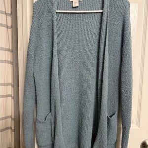 Rachel Zoe Open-Front Light Blue Knit Cardigan with Pockets